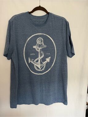 Vintage Banana Republic Men's Heather Blue Anchor Graphic Tee size Xl